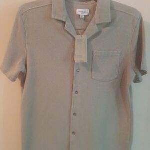 Goodfellow & Co Men's Casual Beige Knit Button Down Shirt